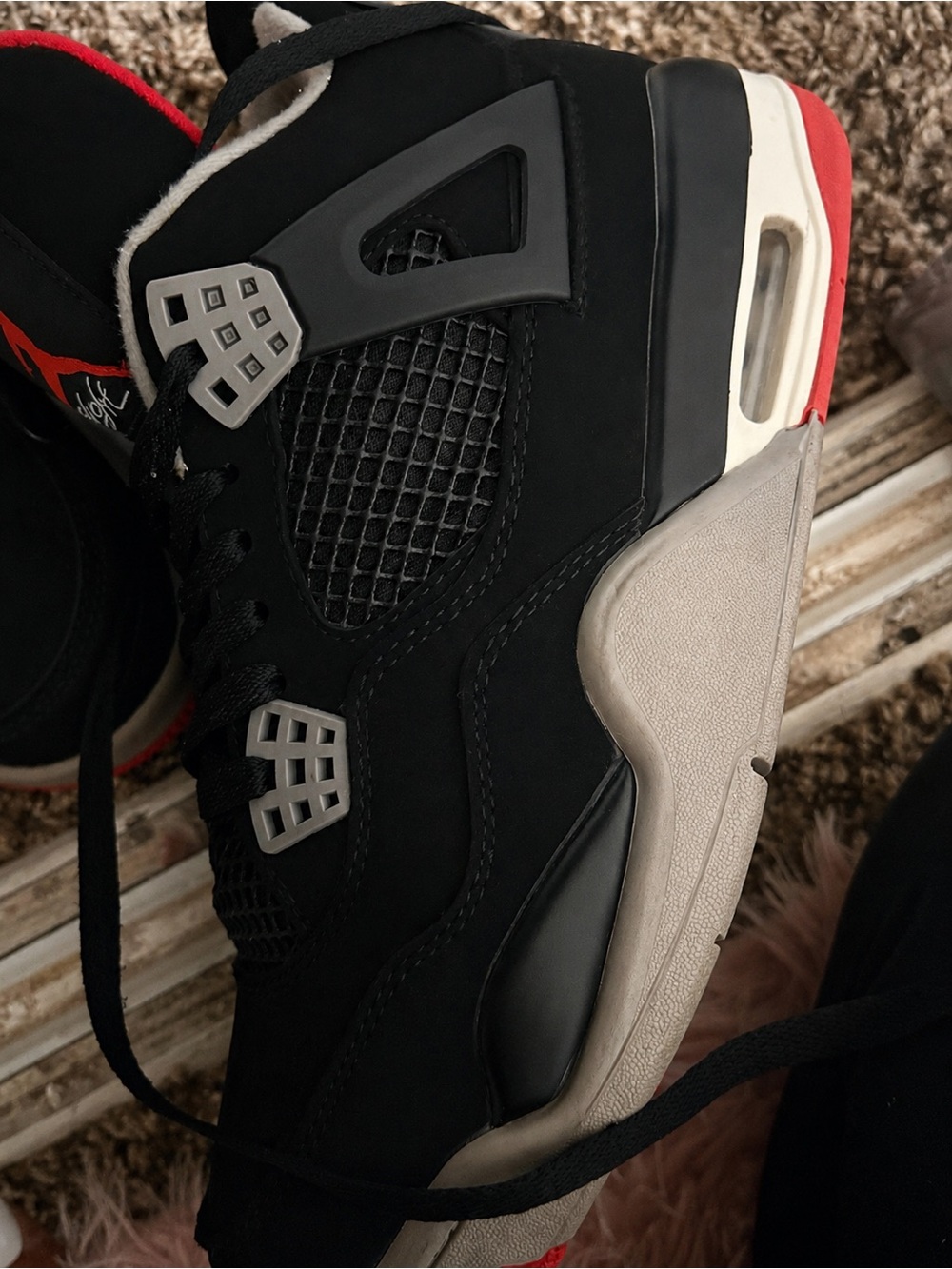 Jordan Retro Basketball Sneakers in Black, Red, and Gray